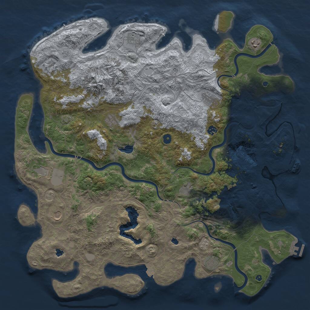 Rust Map: Procedural Map, Size: 5000, Seed: 883629749, 17 Monuments
