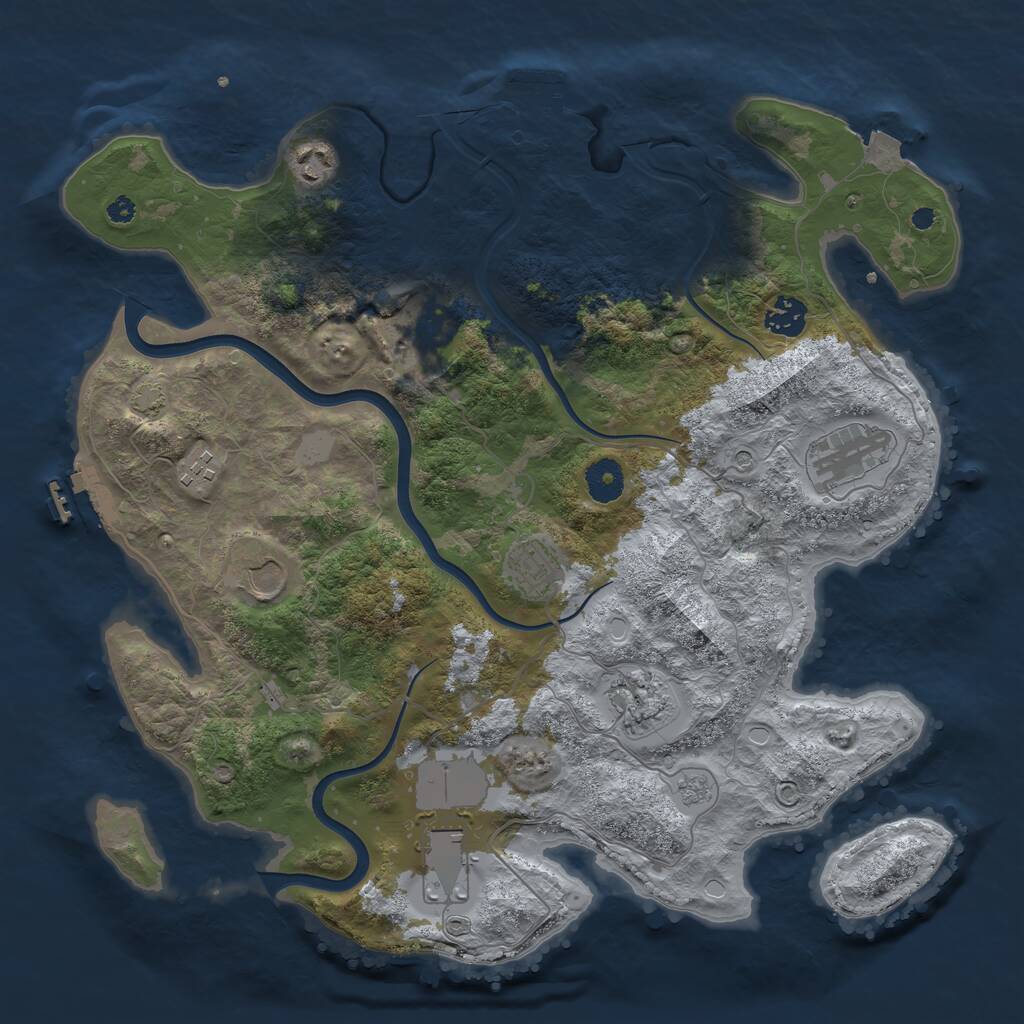 Rust Map: Procedural Map, Size: 3750, Seed: 1339647485, 15 Monuments