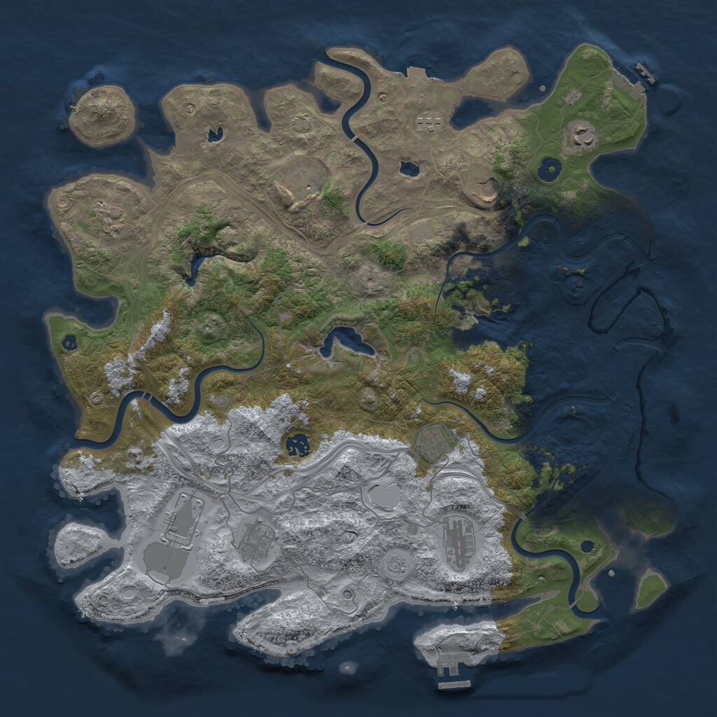 Rust Map: Procedural Map, Size: 4500, Seed: 1479056496, 16 Monuments
