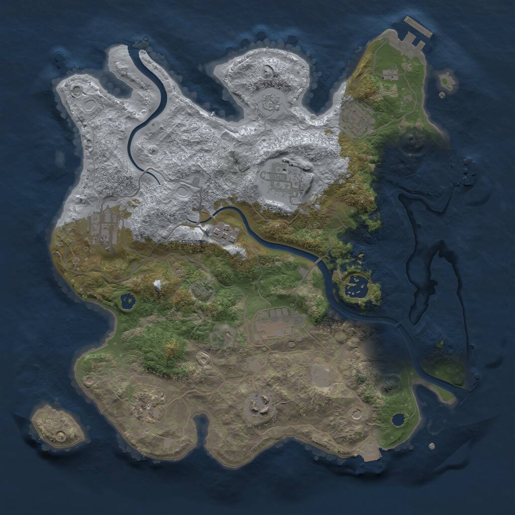 Rust Map: Procedural Map, Size: 3300, Seed: 1345250862, 14 Monuments