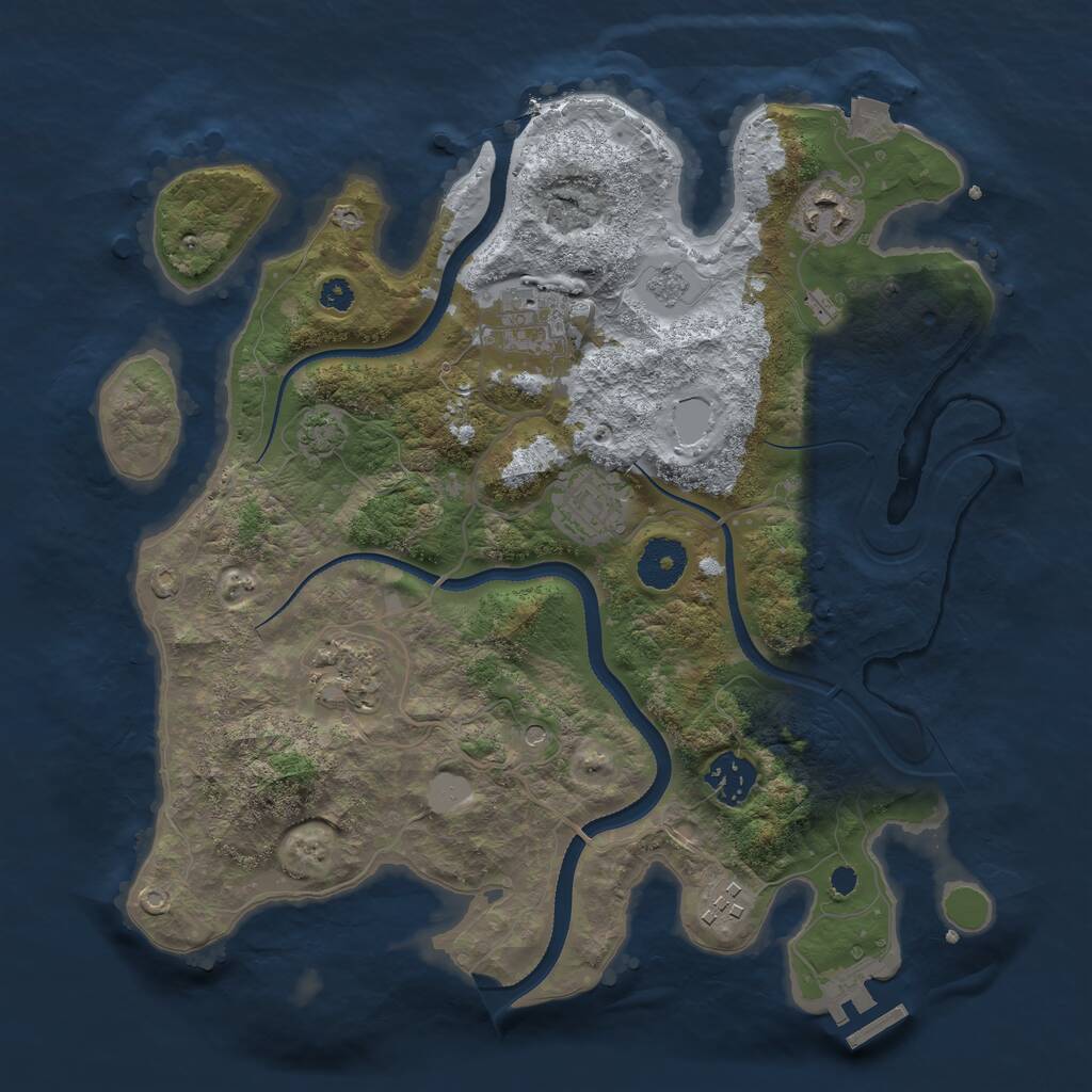 Rust Map: Procedural Map, Size: 3300, Seed: 2057180262, 11 Monuments