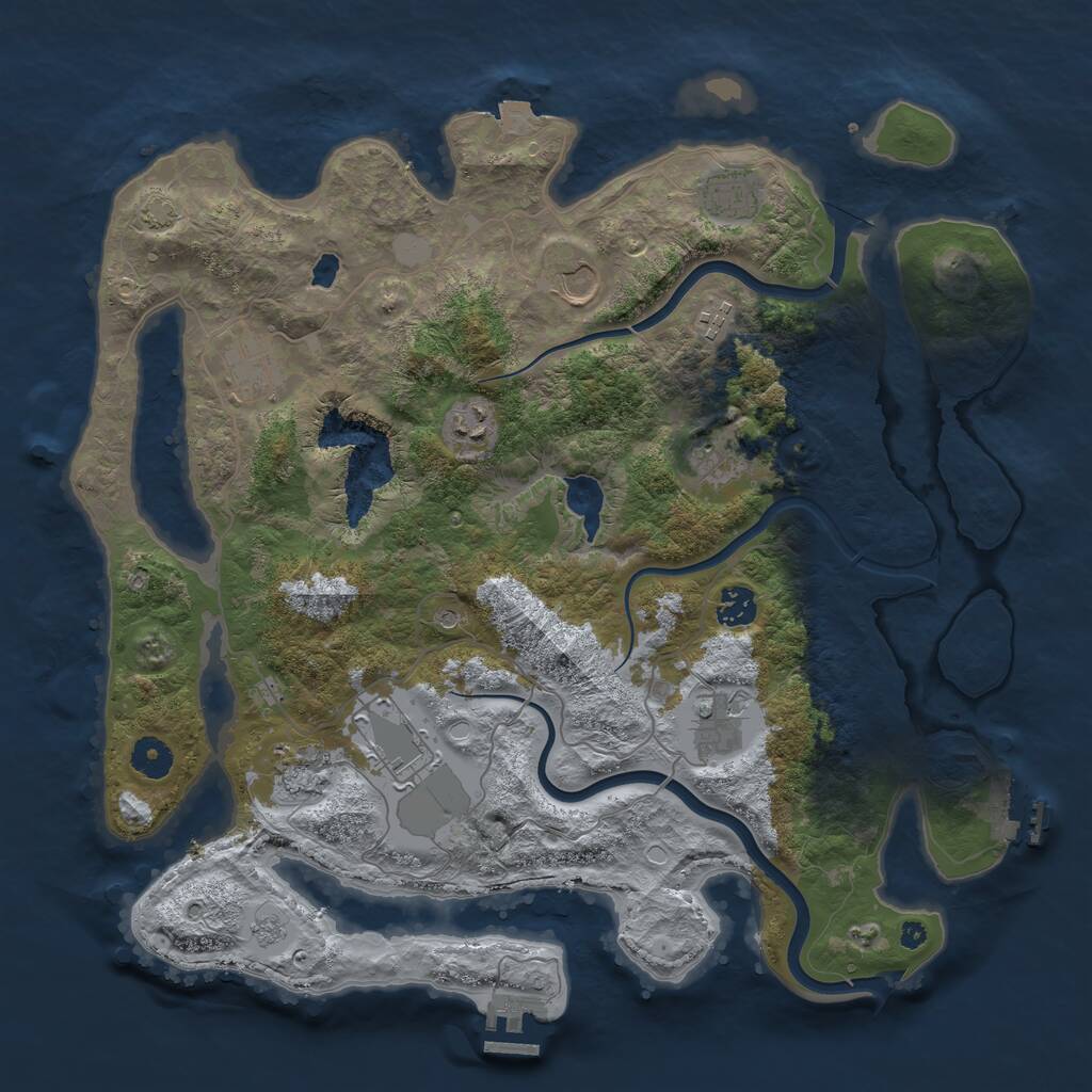 Rust Map: Procedural Map, Size: 4000, Seed: 291735720, 16 Monuments