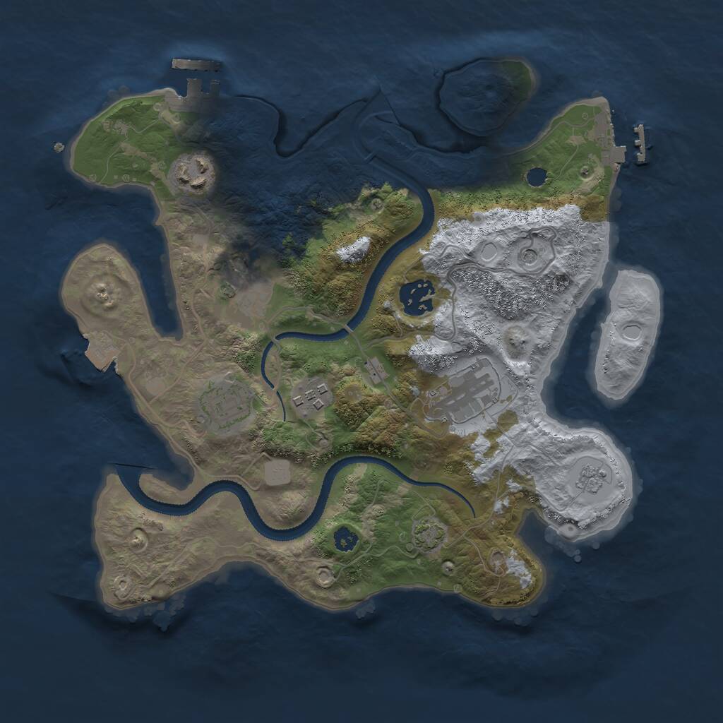 Rust Map: Procedural Map, Size: 3000, Seed: 1638457, 12 Monuments