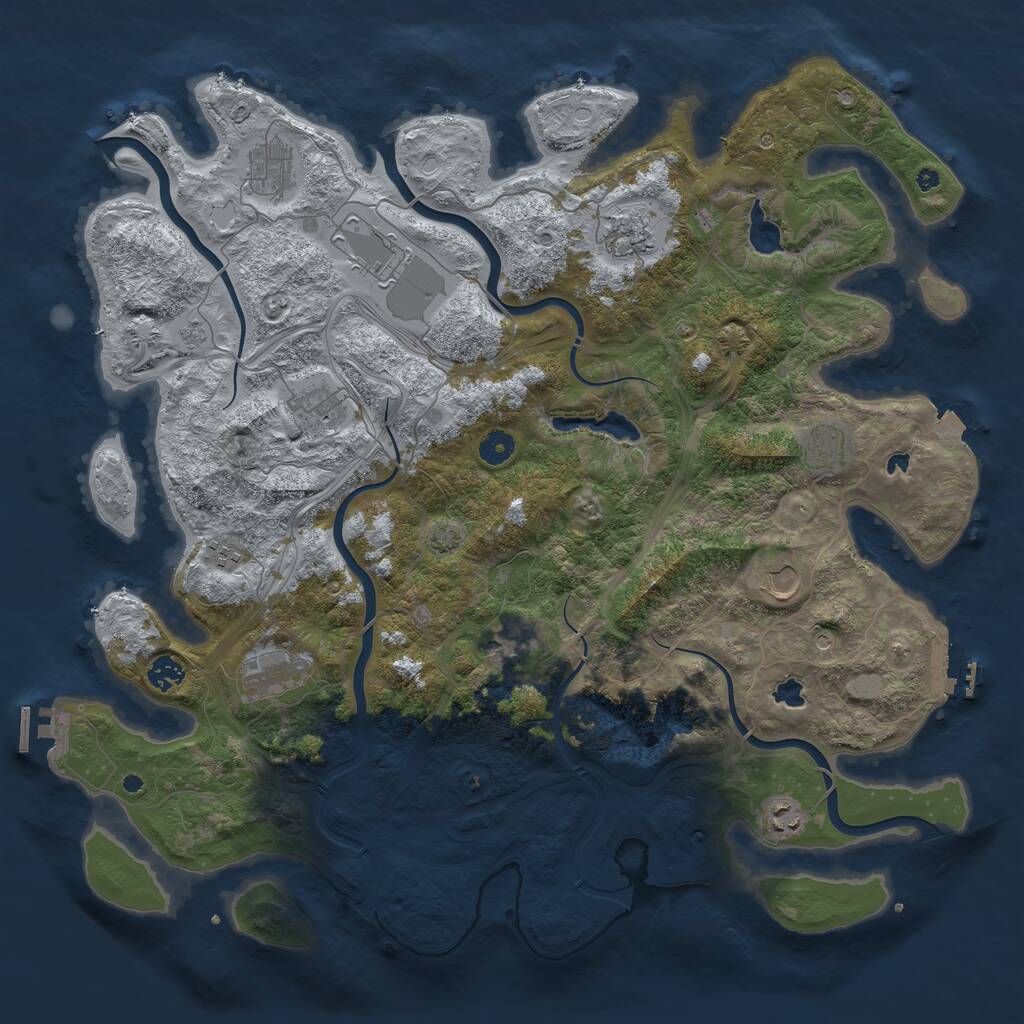 Rust Map: Procedural Map, Size: 4500, Seed: 1676996644, 17 Monuments