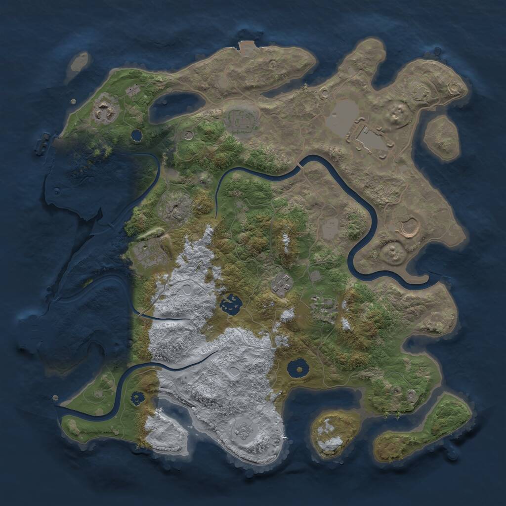 Rust Map: Procedural Map, Size: 3700, Seed: 285547516, 14 Monuments