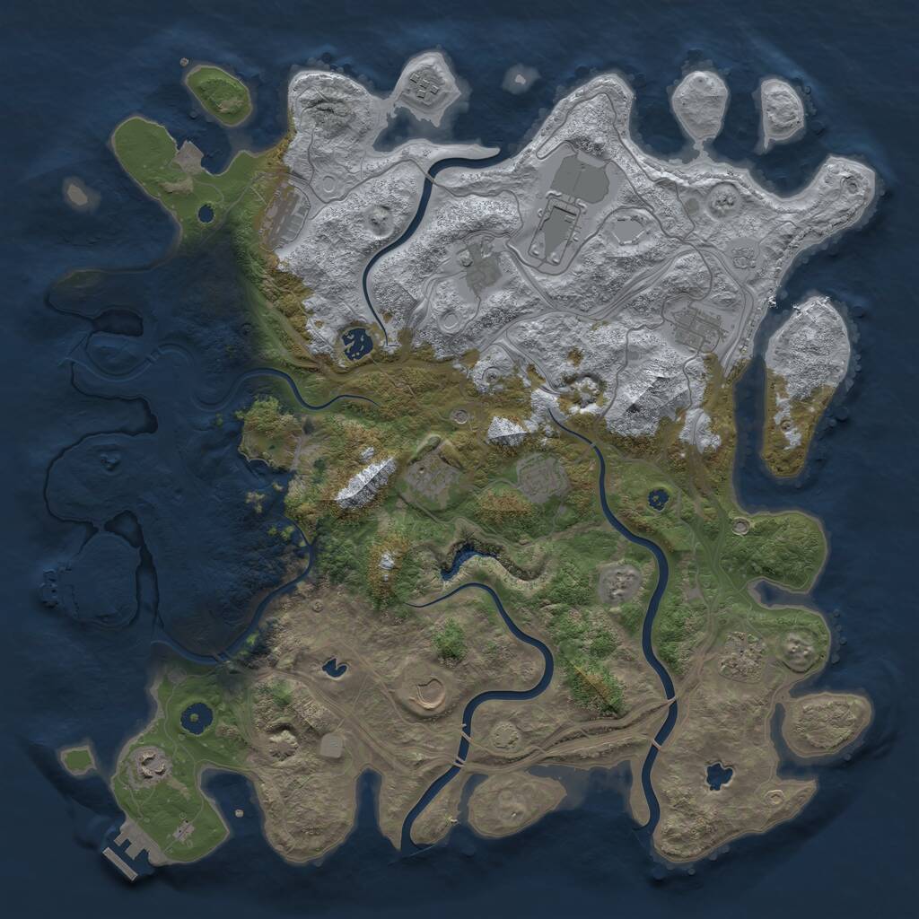 Rust Map: Procedural Map, Size: 4500, Seed: 563417103, 17 Monuments