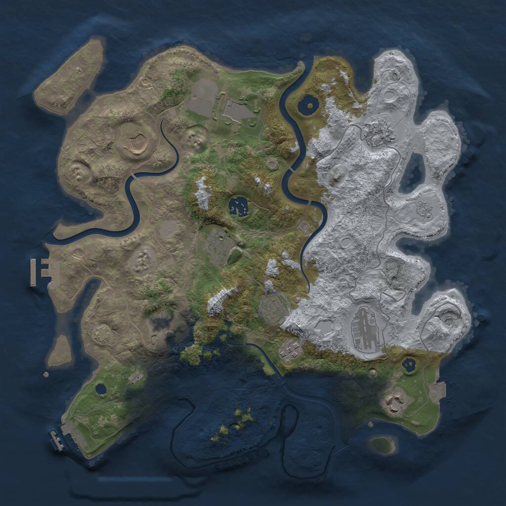 Rust Map: Procedural Map, Size: 3700, Seed: 786282434, 16 Monuments