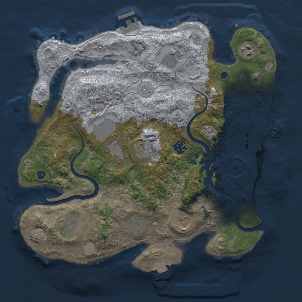 Rust Map: Procedural Map, Size: 3500, Seed: 80233140, 15 Monuments