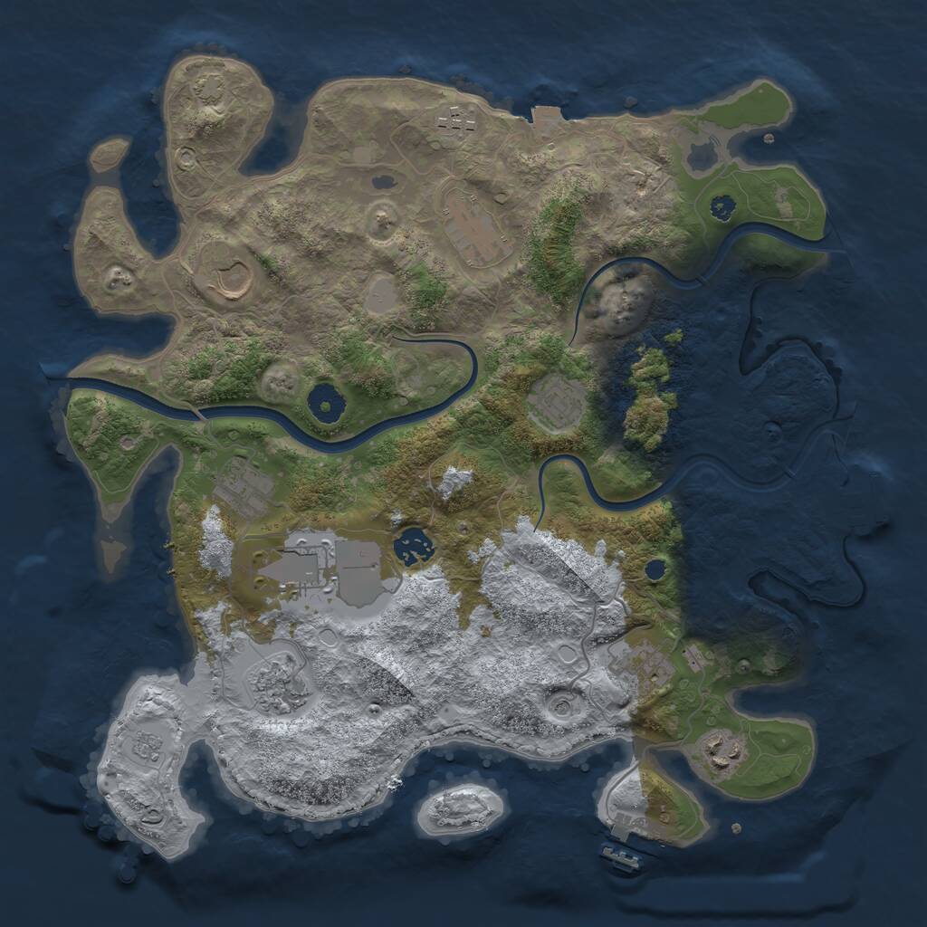 Rust Map: Procedural Map, Size: 3700, Seed: 225244719, 16 Monuments