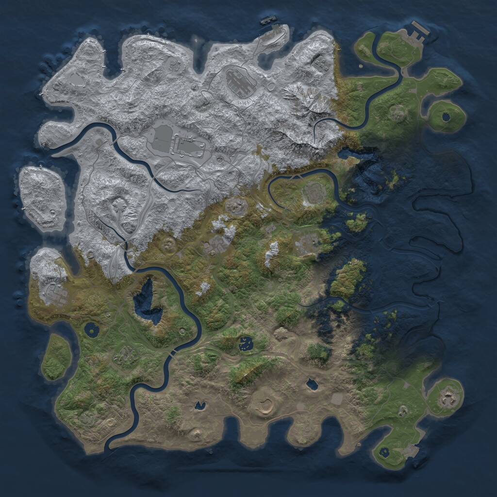 Rust Map: Procedural Map, Size: 5000, Seed: 516221377, 17 Monuments