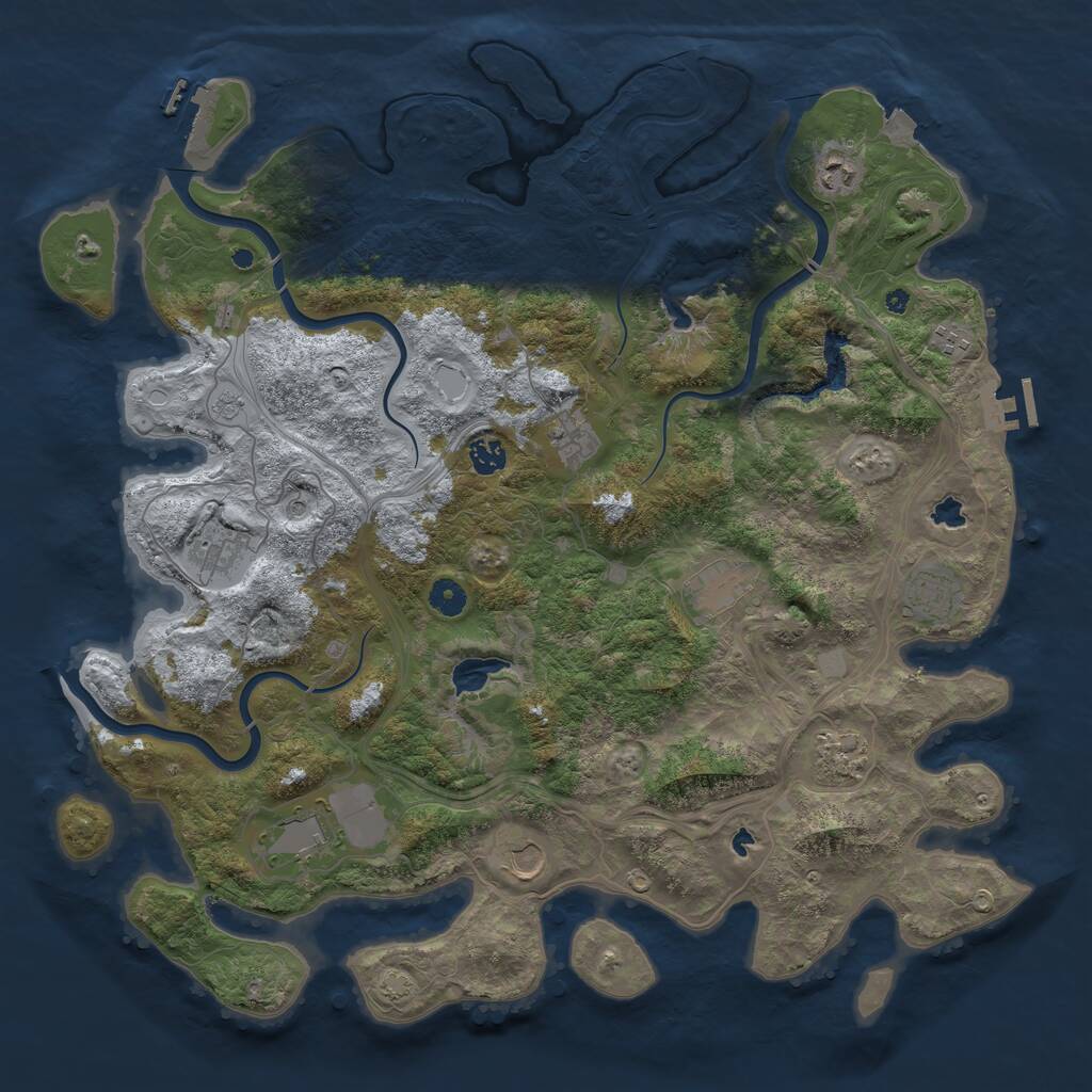 Rust Map: Procedural Map, Size: 4500, Seed: 698696870, 16 Monuments