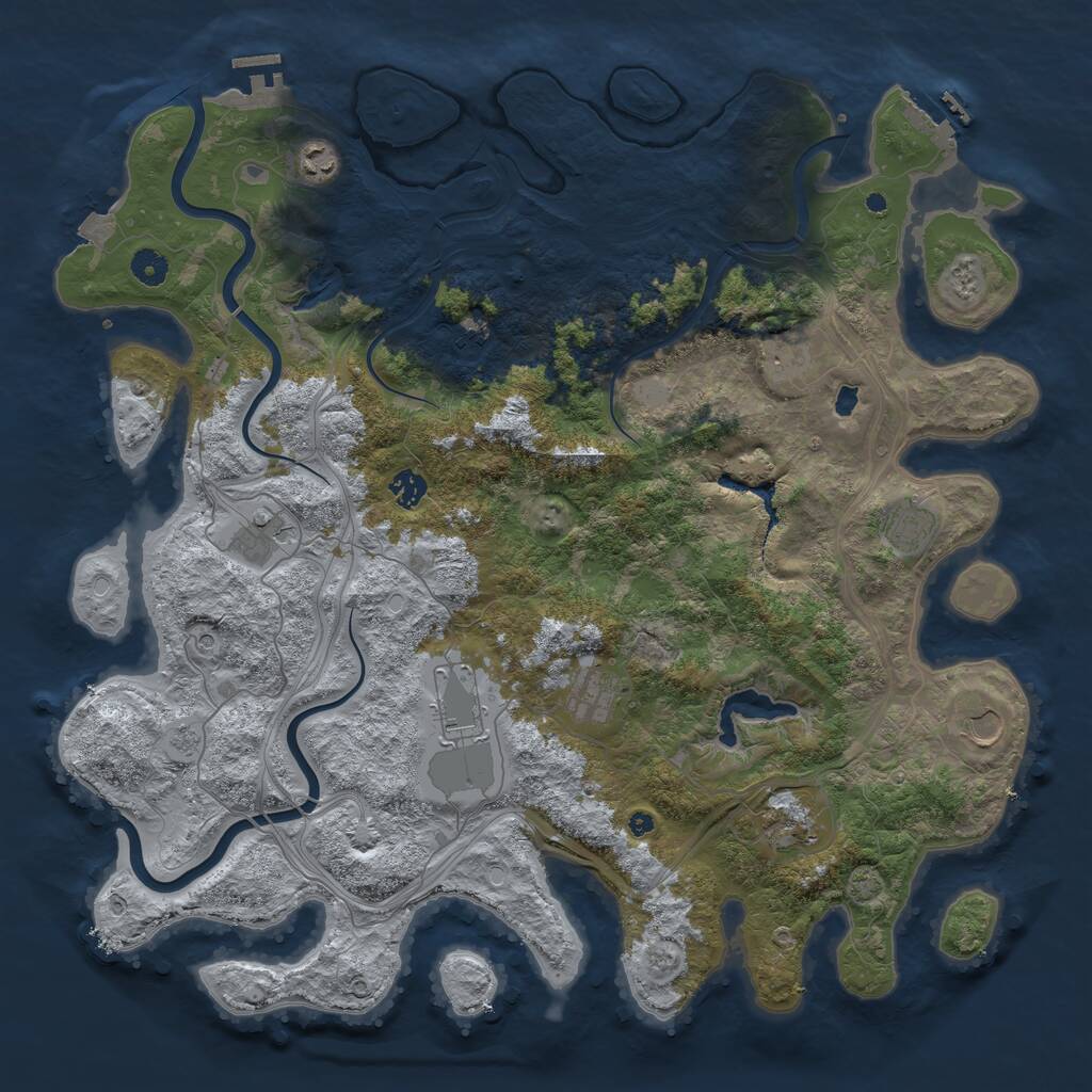 Rust Map: Procedural Map, Size: 4500, Seed: 847028898, 16 Monuments