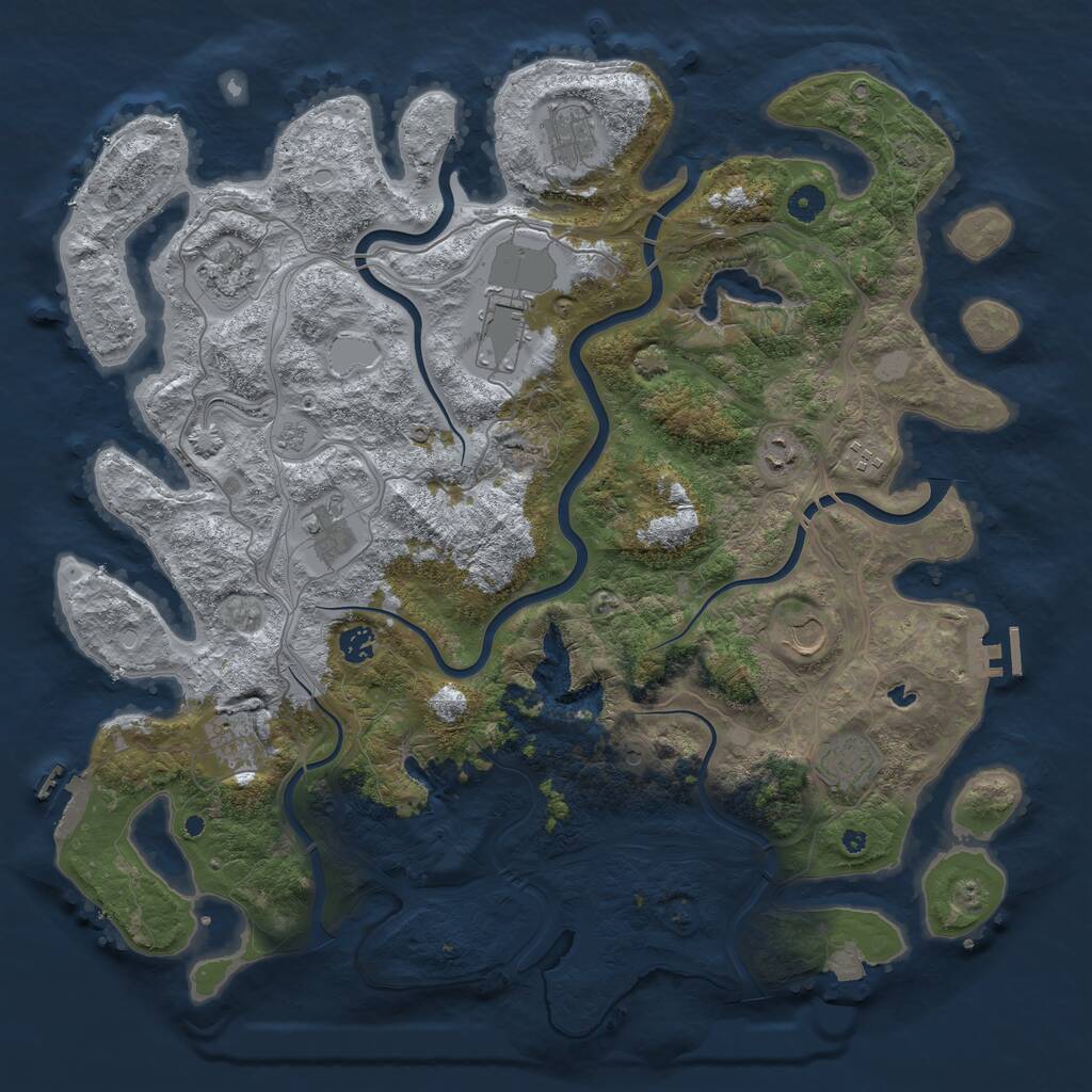 Rust Map: Procedural Map, Size: 4500, Seed: 1807207258, 16 Monuments