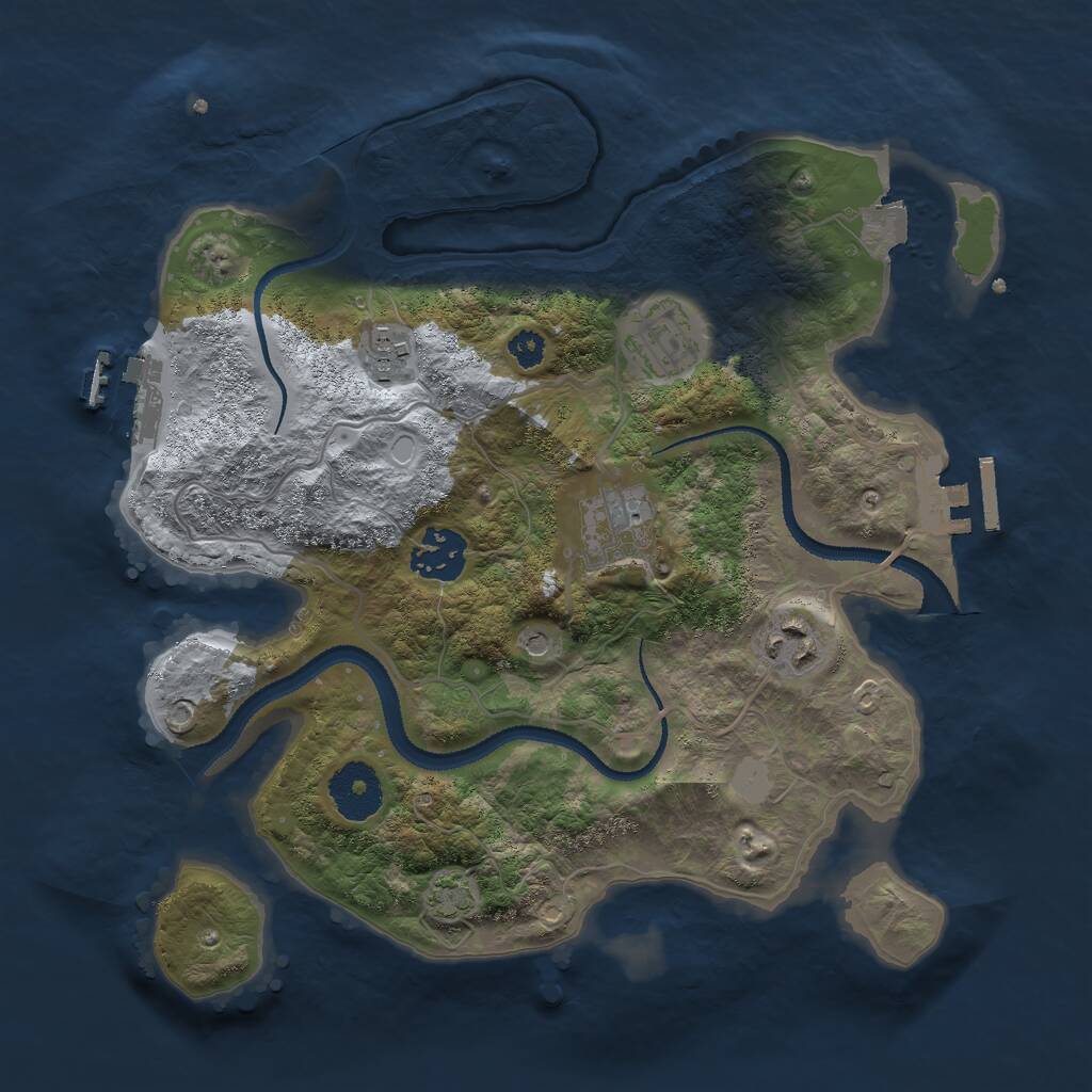 Rust Map: Procedural Map, Size: 3000, Seed: 1657728958, 10 Monuments