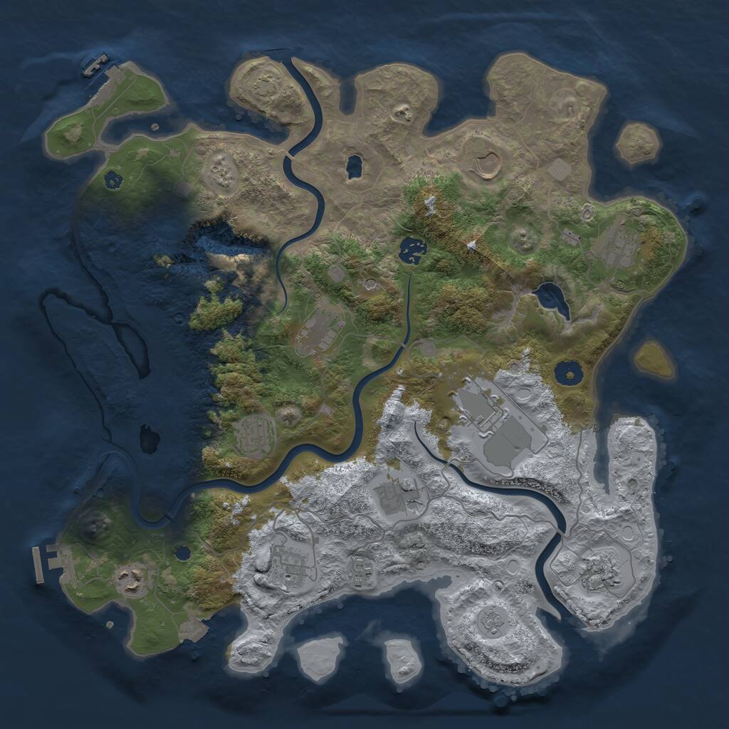 Rust Map: Procedural Map, Size: 4000, Seed: 1240762029, 17 Monuments