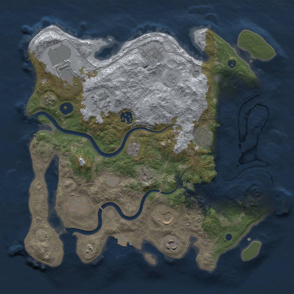 Rust Map: Procedural Map, Size: 3500, Seed: 228296795, 14 Monuments