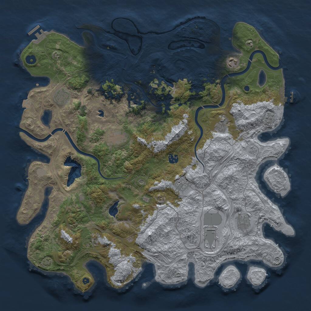 Rust Map: Procedural Map, Size: 4600, Seed: 1294057312, 16 Monuments