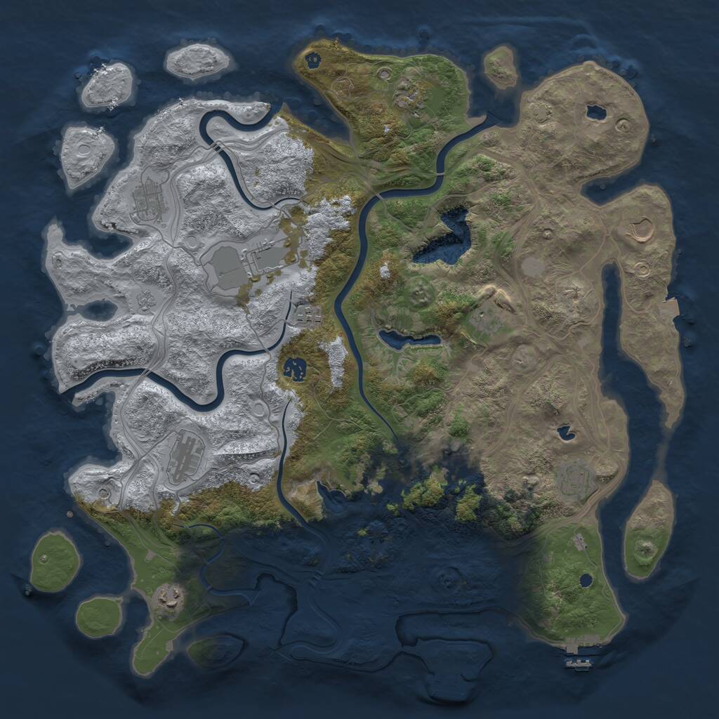Rust Map: Procedural Map, Size: 4500, Seed: 245375517, 17 Monuments
