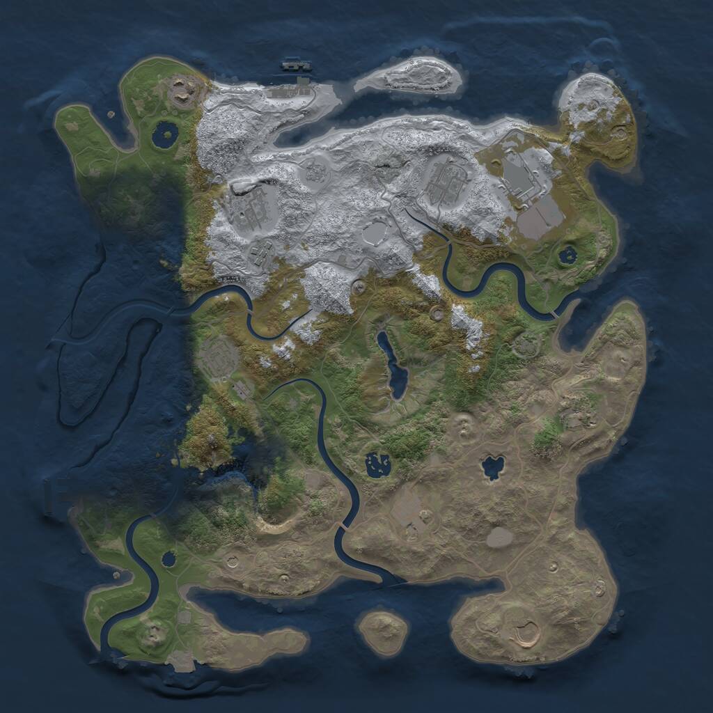 Rust Map: Procedural Map, Size: 4050, Seed: 378610494, 16 Monuments