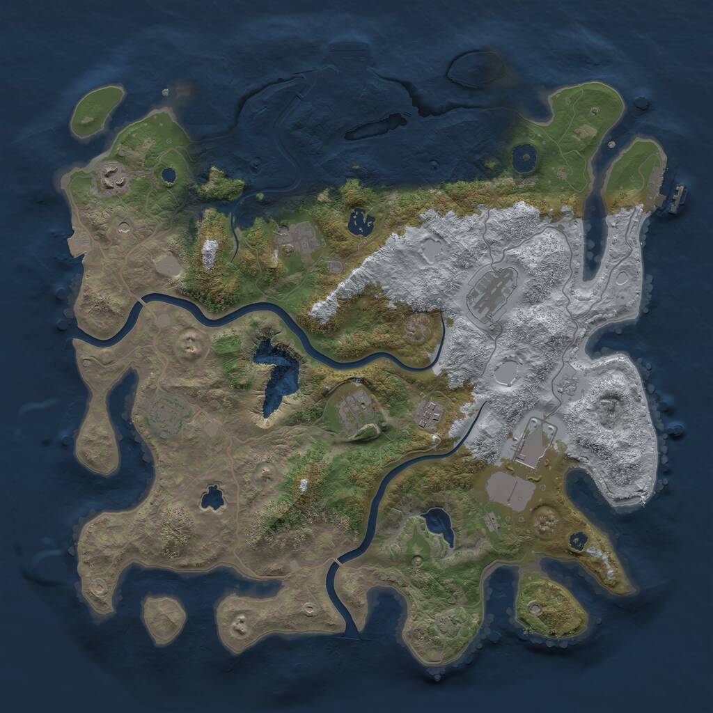 Rust Map: Procedural Map, Size: 4000, Seed: 1273244403, 14 Monuments