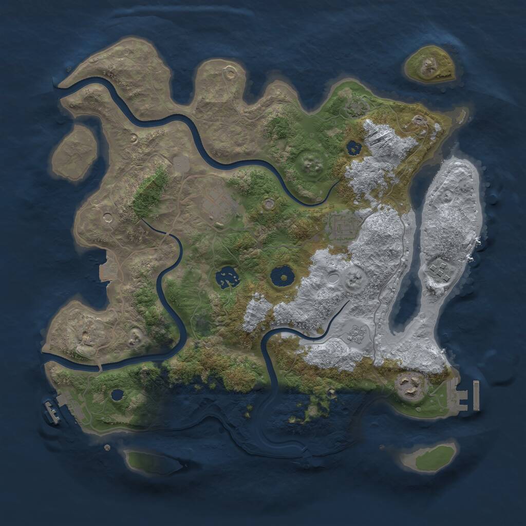 Rust Map: Procedural Map, Size: 3500, Seed: 1532196079, 11 Monuments