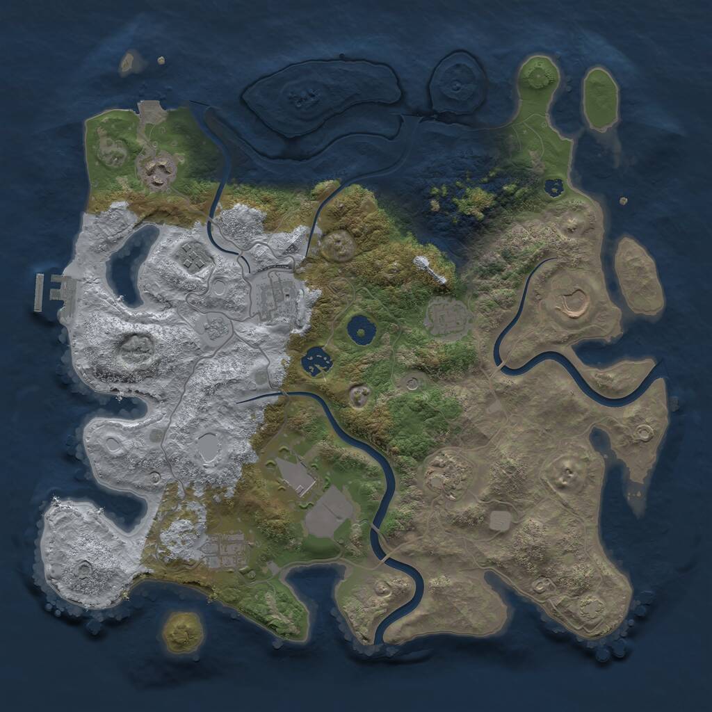 Rust Map: Procedural Map, Size: 3750, Seed: 1512911035, 14 Monuments