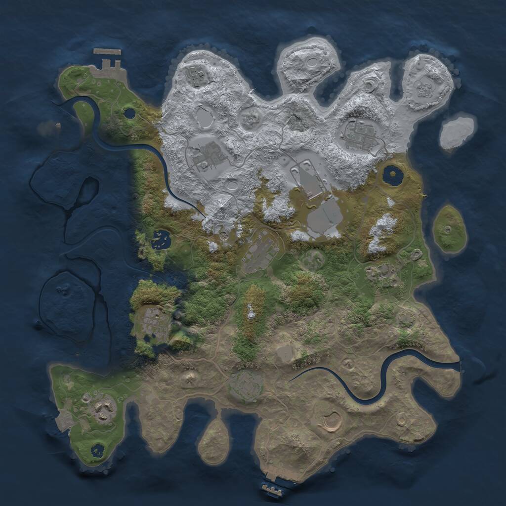 Rust Map: Procedural Map, Size: 3700, Seed: 1930100723, 17 Monuments