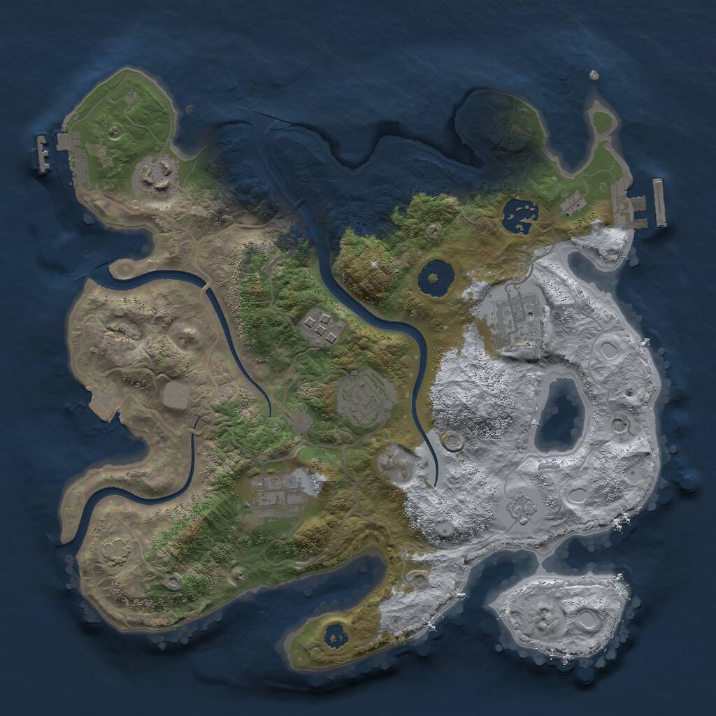 Rust Map: Procedural Map, Size: 3000, Seed: 25593, 12 Monuments