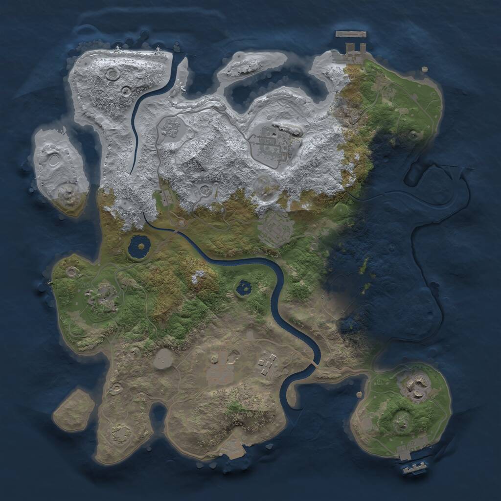 Rust Map: Procedural Map, Size: 3300, Seed: 2113830937, 13 Monuments