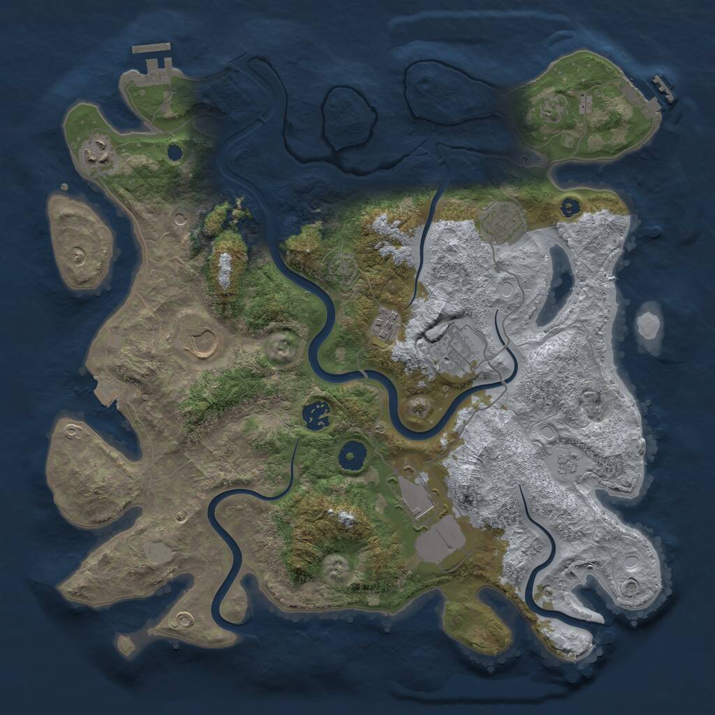 Rust Map: Procedural Map, Size: 3750, Seed: 189215994, 13 Monuments