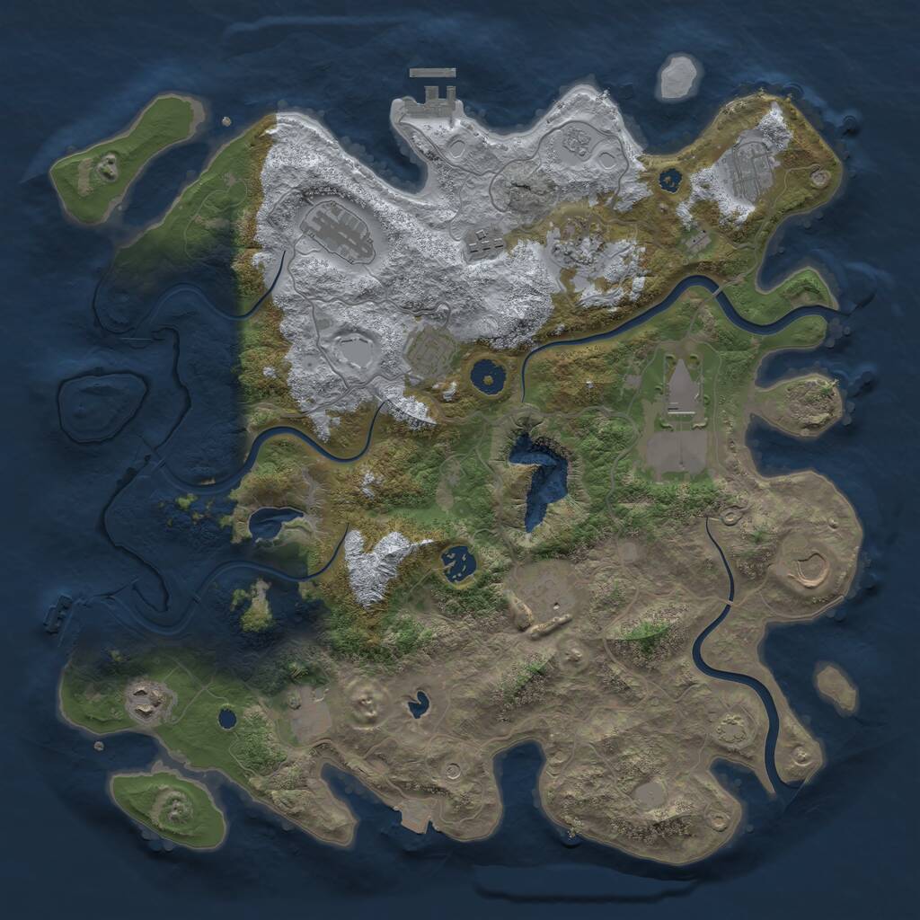 Rust Map: Procedural Map, Size: 4000, Seed: 79348927, 17 Monuments
