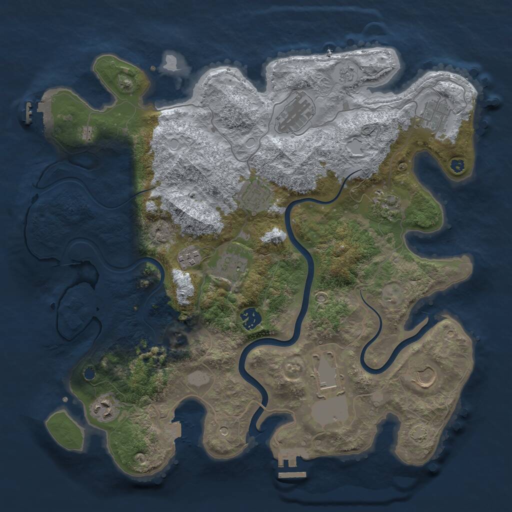 Rust Map: Procedural Map, Size: 3730, Seed: 1, 16 Monuments