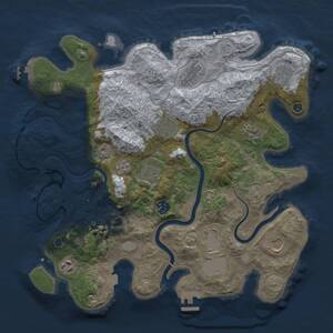 Thumbnail Rust Map: Procedural Map, Size: 3730, Seed: 1, 16 Monuments