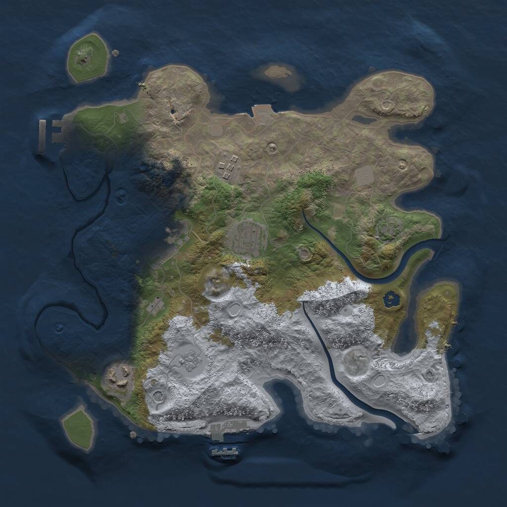 Rust Map: Procedural Map, Size: 3000, Seed: 1122652424, 10 Monuments