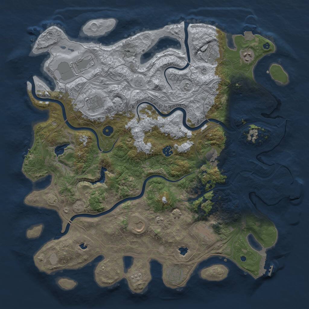 Rust Map: Procedural Map, Size: 4500, Seed: 1822057900, 16 Monuments