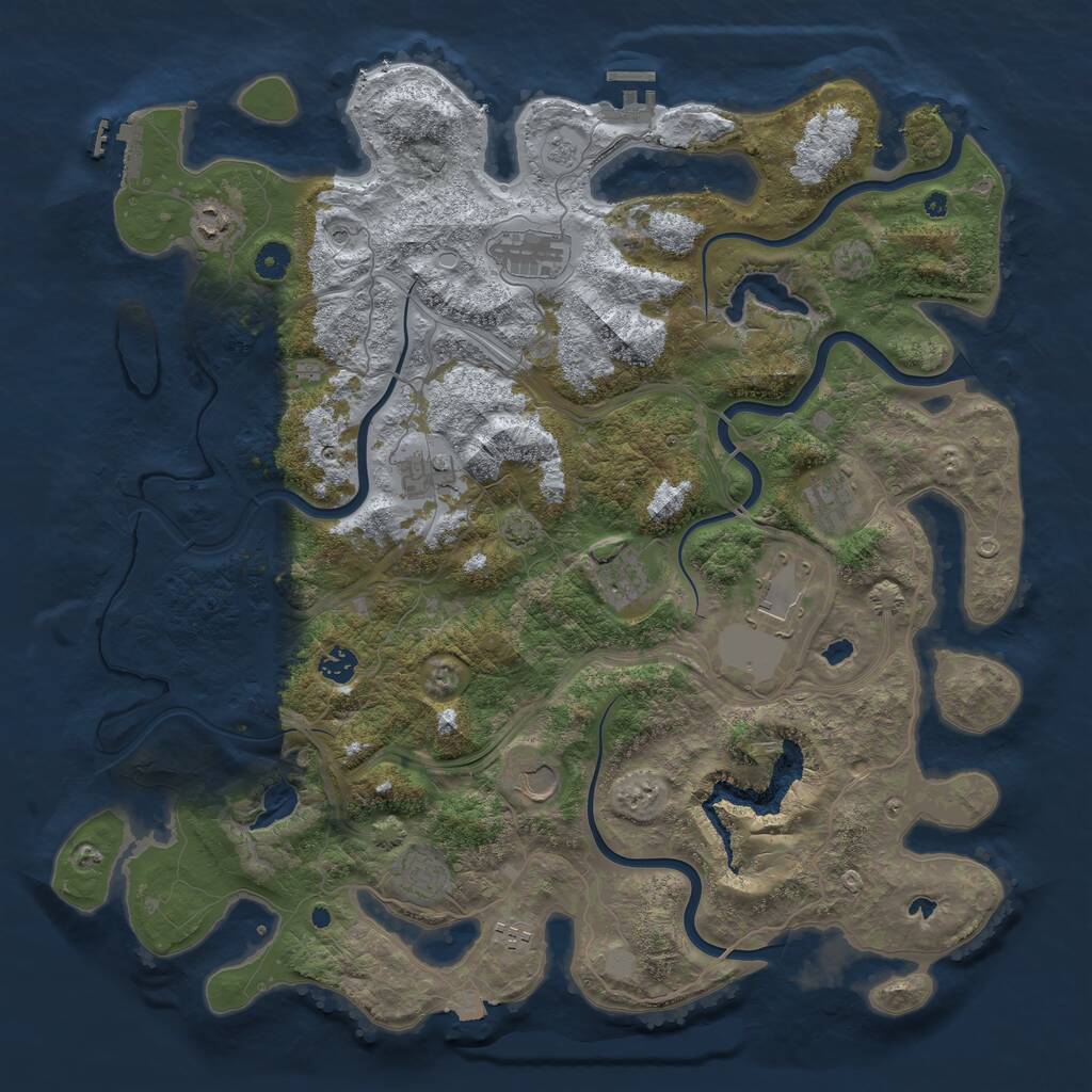 Rust Map: Procedural Map, Size: 4500, Seed: 497514929, 16 Monuments