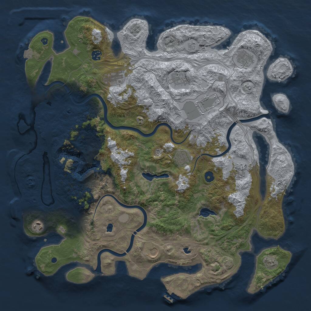 Rust Map: Procedural Map, Size: 4500, Seed: 710971759, 16 Monuments