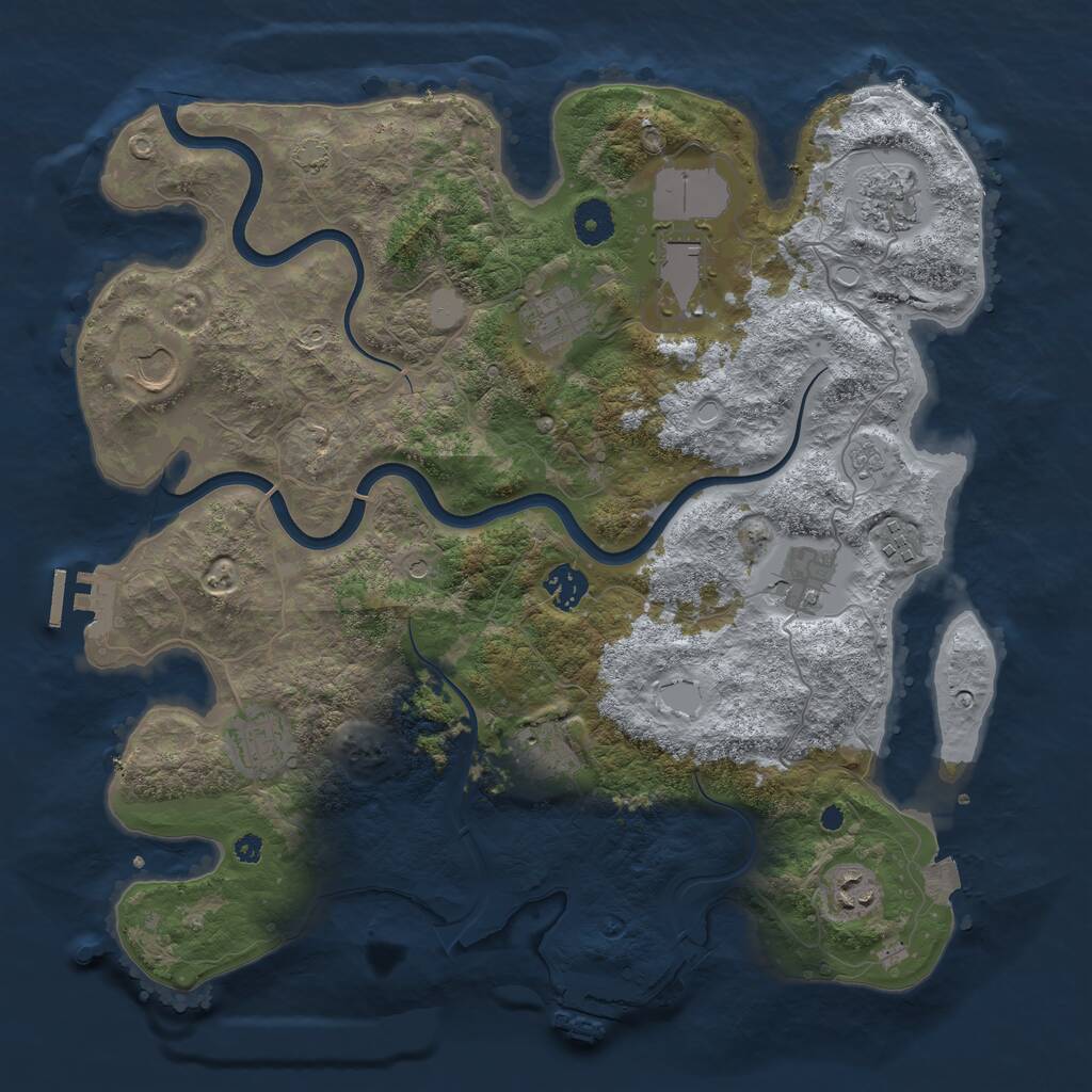 Rust Map: Procedural Map, Size: 3800, Seed: 584178751, 16 Monuments