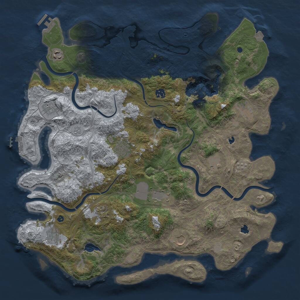 Rust Map: Procedural Map, Size: 4500, Seed: 257345406, 17 Monuments