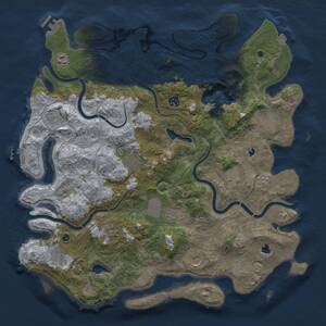 Thumbnail Rust Map: Procedural Map, Size: 4500, Seed: 257345406, 19 Monuments