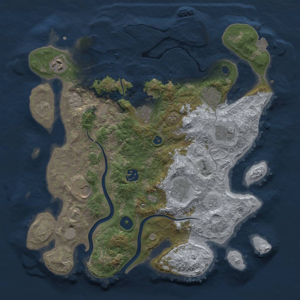 Rust Map: Procedural Map, Size: 3500, Seed: 1952112805, 14 Monuments