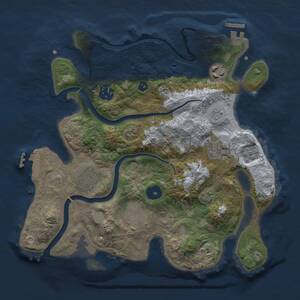 Thumbnail Rust Map: Procedural Map, Size: 3000, Seed: 43210, 12 Monuments