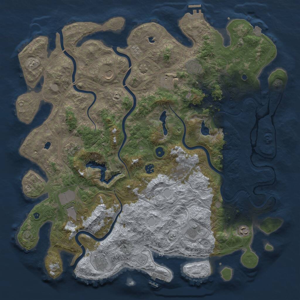 Rust Map: Procedural Map, Size: 4800, Seed: 668760687, 17 Monuments