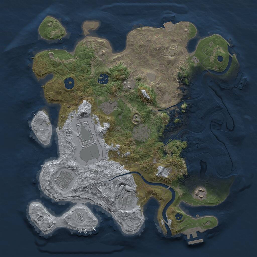 Rust Map: Procedural Map, Size: 3500, Seed: 882401675, 14 Monuments