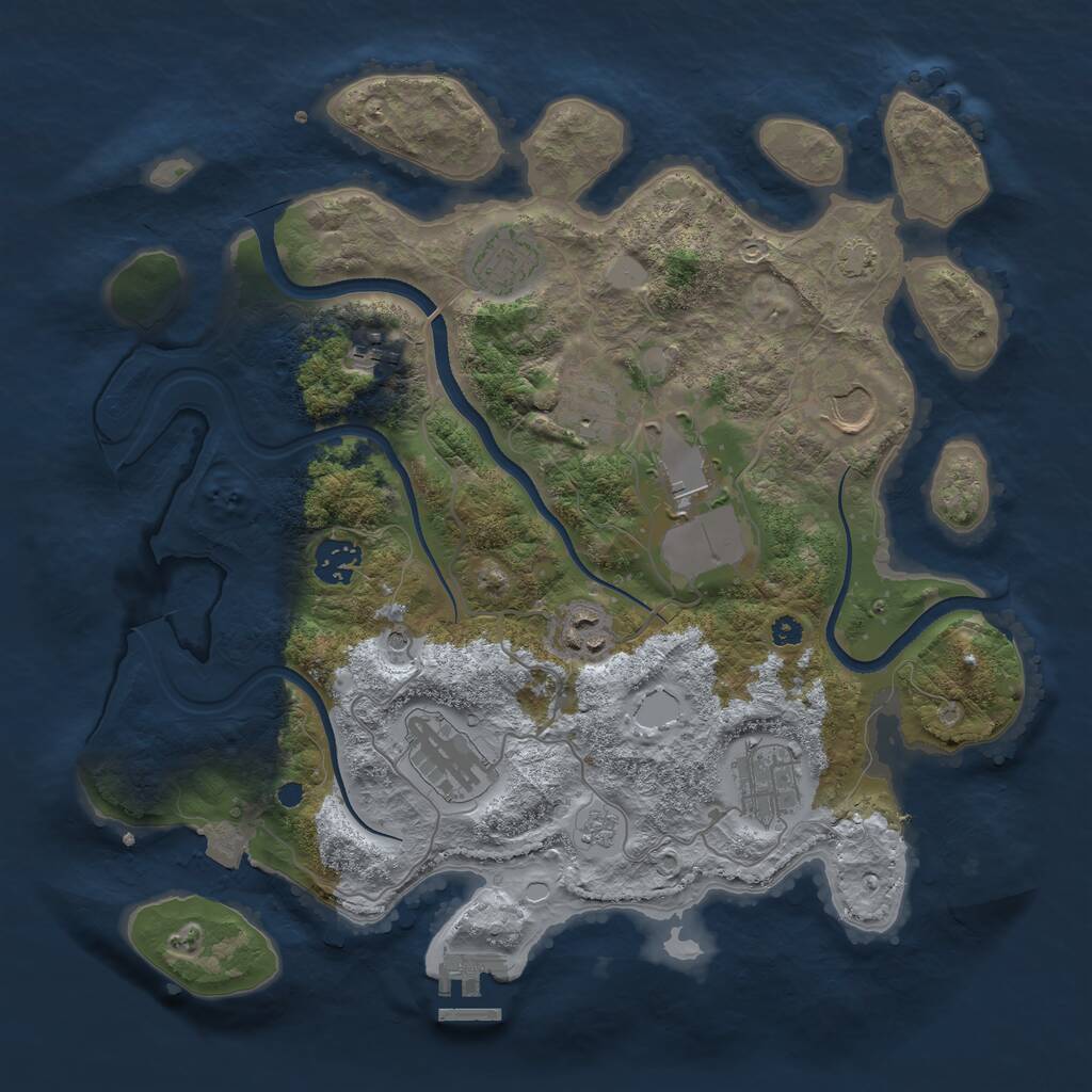 Rust Map: Procedural Map, Size: 3500, Seed: 845366929, 14 Monuments