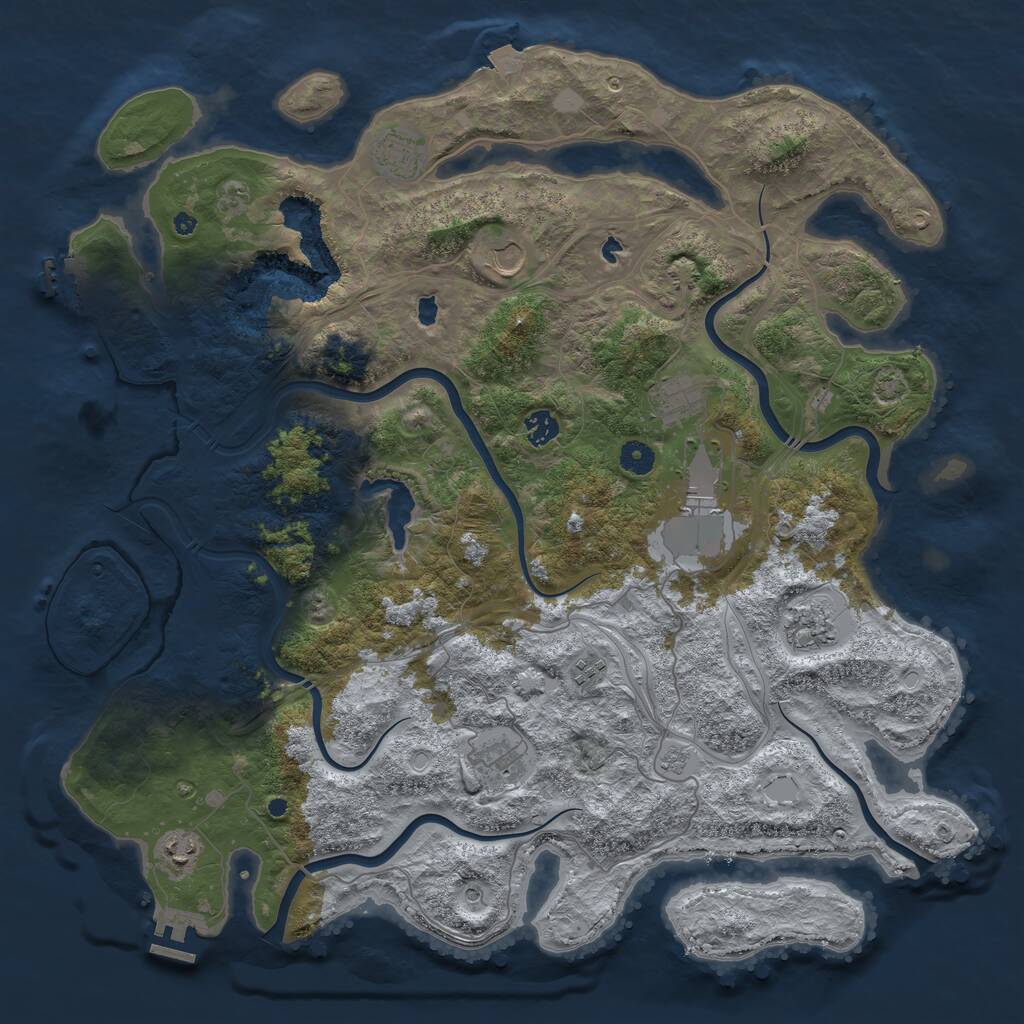 Rust Map: Procedural Map, Size: 4500, Seed: 1406564883, 15 Monuments