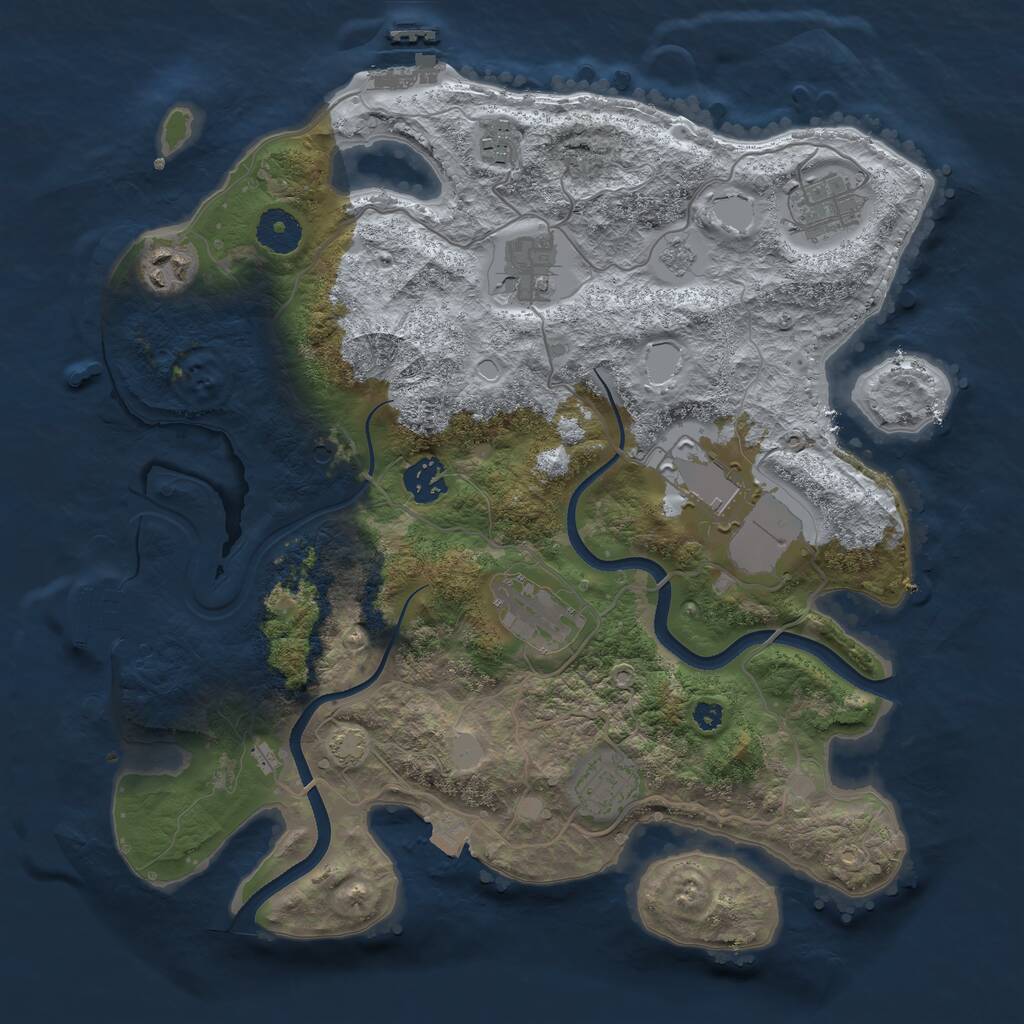 Rust Map: Procedural Map, Size: 3500, Seed: 342735239, 14 Monuments