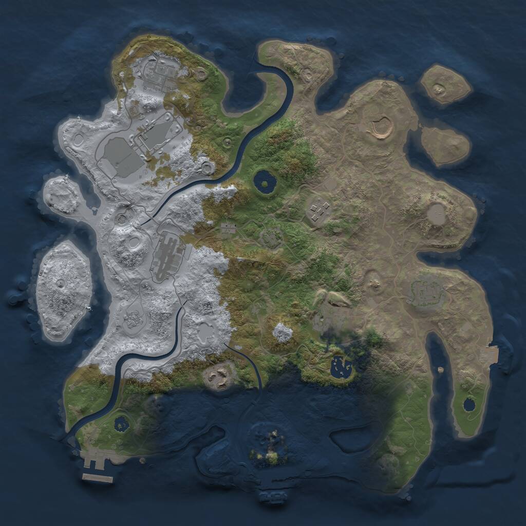 Rust Map: Procedural Map, Size: 3500, Seed: 1174629208, 15 Monuments