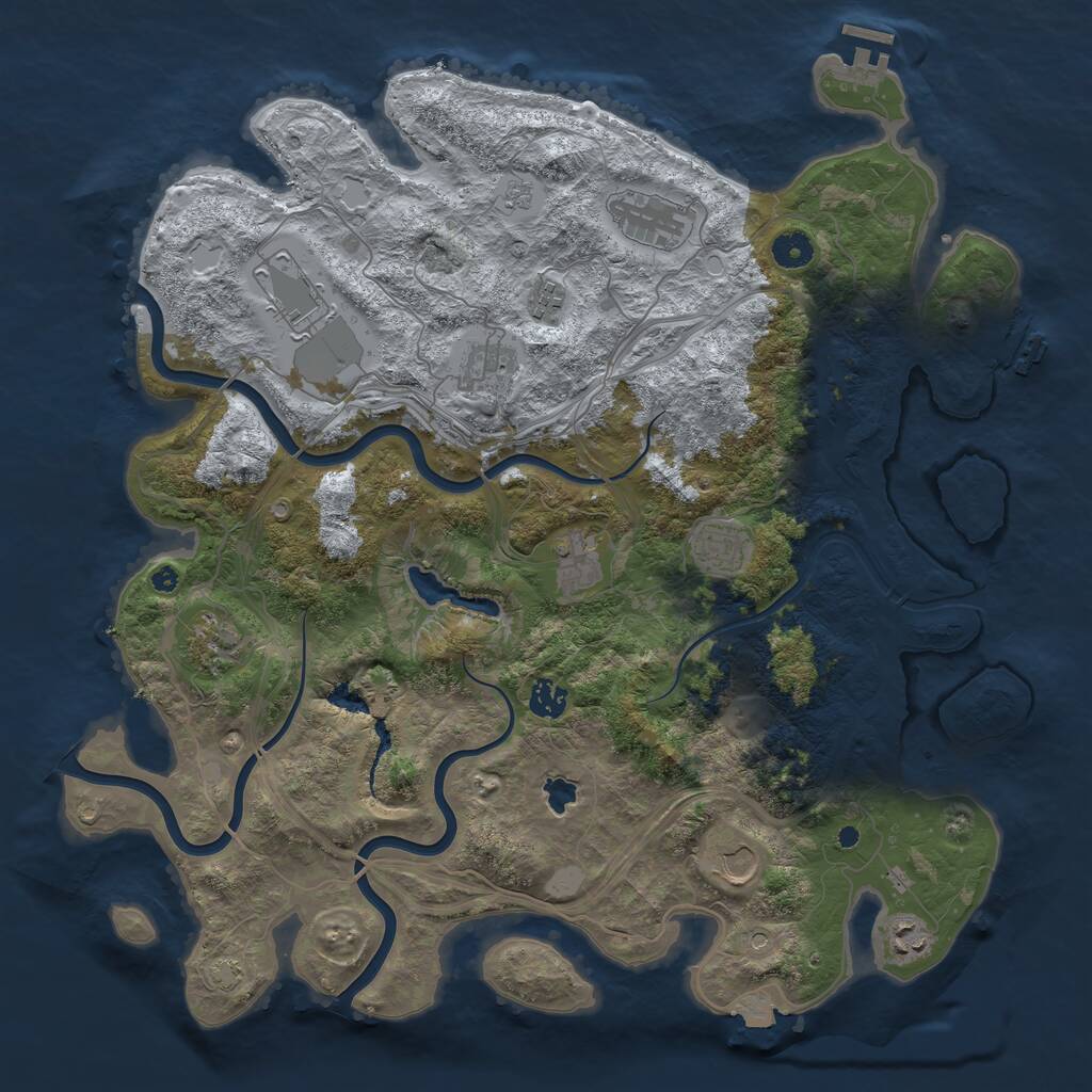Rust Map: Procedural Map, Size: 4250, Seed: 7664, 16 Monuments