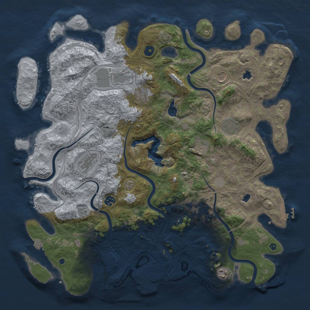 Rust Map: Procedural Map, Size: 4500, Seed: 1242938519, 16 Monuments